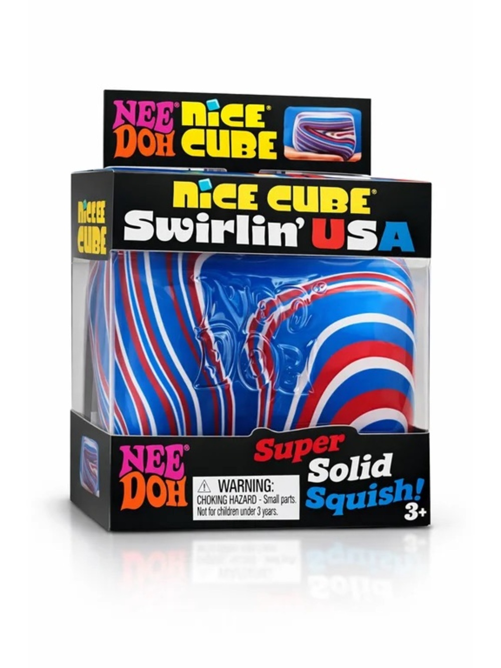 NeeDoh Nice Cube Swirlin' USA Super Solid Squish - Red, Blue, White